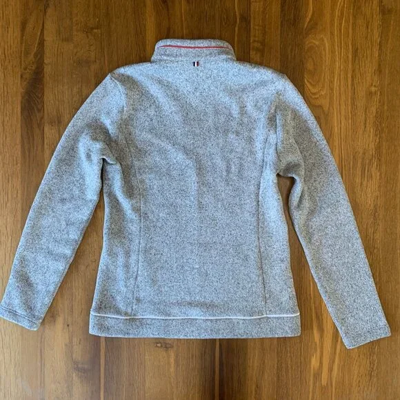 EIDER Fleece Pullover Top Womens Small S Red Gray 1/4 Zip Winter Better Sweater - Picture 2 of 8